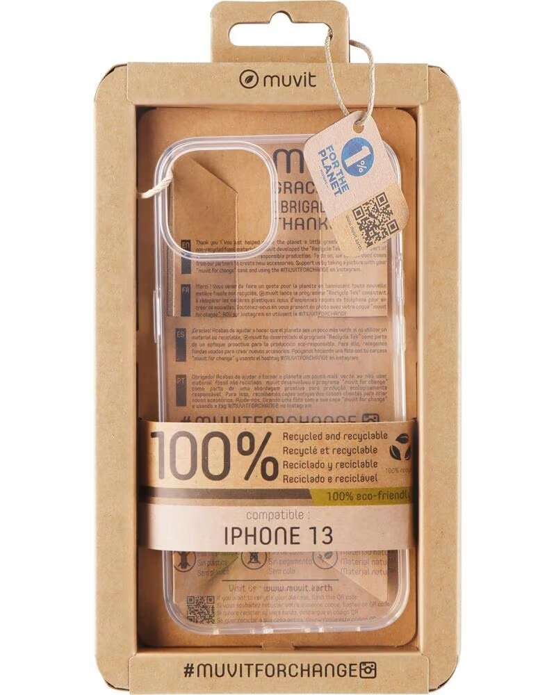 MUVIT CAPA RECYCLETEK PARA APPLE IPHONE 13 TRANSPARENTE