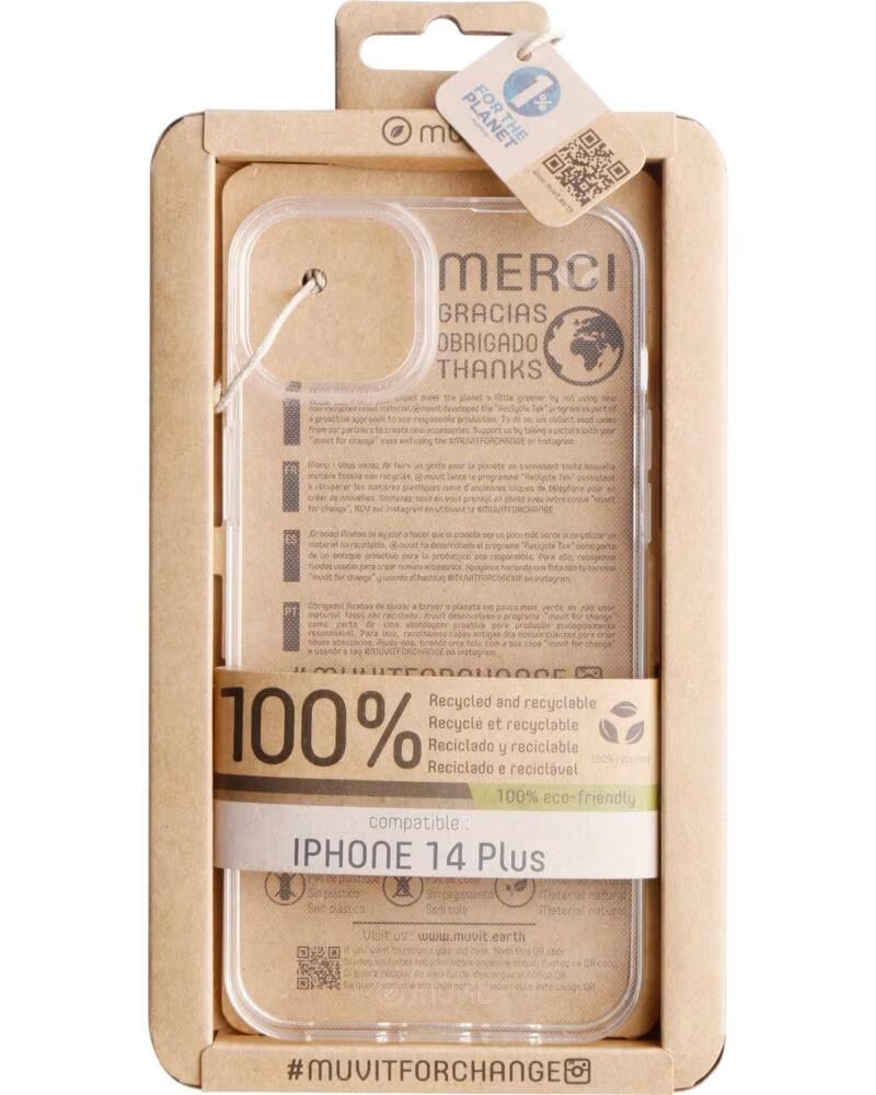 MUVIT Funda recycletek para apple iphone 14 plus transparente