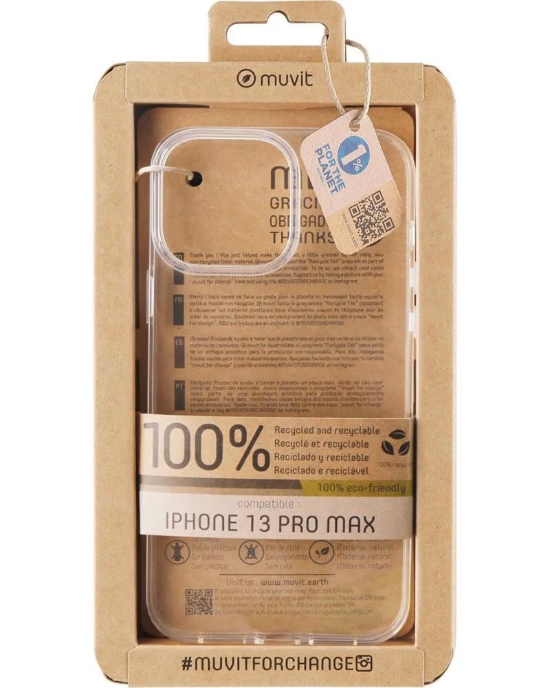 MUVIT CAPA RECYCLETEK PARA APPLE IPHONE 13 PRO MAX TRANSPARENTE