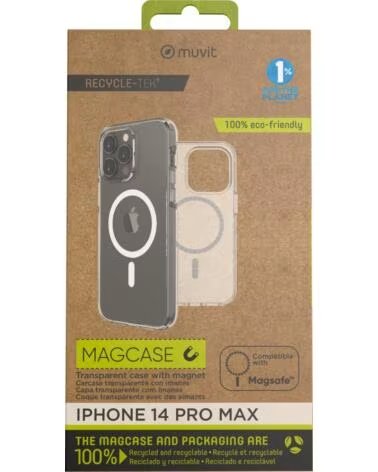 MUVIT Funda recycletek magsafe para apple iphone 14 pro max transparente