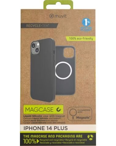 MUVIT Funda recycletek liquid silicone magsafe para apple iphone 14 plus negra