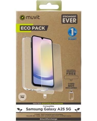 MUVIT Funda para samsung galaxy a25 5g protector de pantalla vidrio templado plano