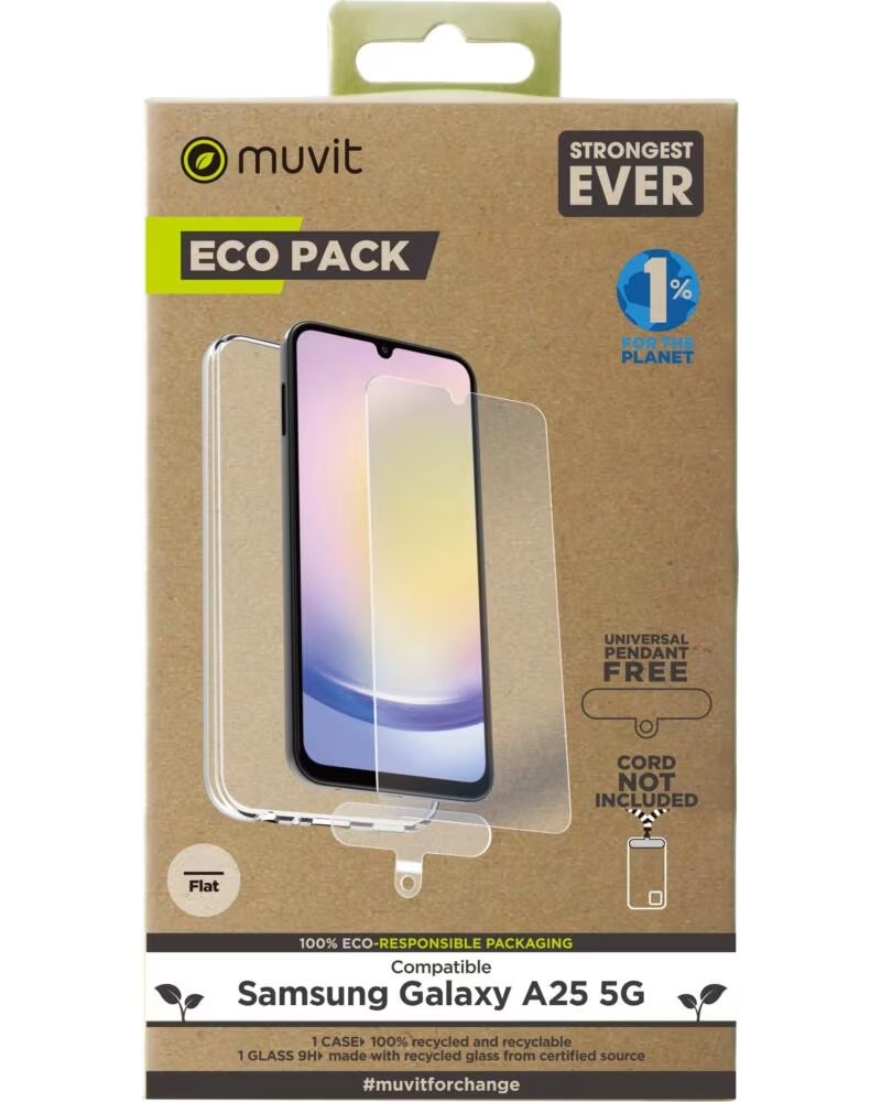MUVIT Funda para samsung galaxy a25 5g protector de pantalla vidrio templado plano