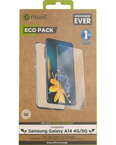 MUVIT Funda para samsung galaxy a14 4g - 5g protector de pantalla vidrio templado plano