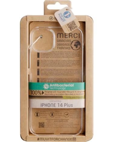 MUVIT Funda recycletek para apple iphone 14 plus transparente antibacterias