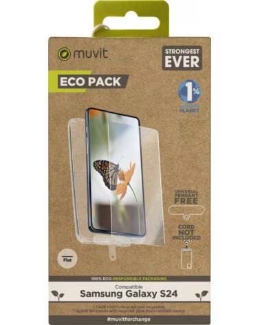 MUVIT Funda para samsung galaxy s24 protector de pantalla vidrio templado plano