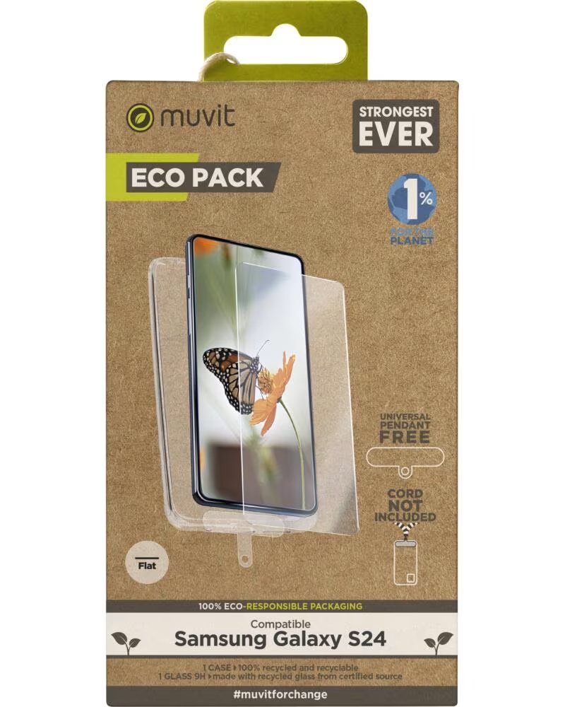 MUVIT Funda para samsung galaxy s24 protector de pantalla vidrio templado plano