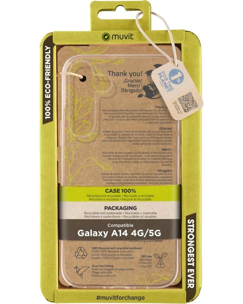 MUVIT Funda recycletek para samsung galaxy a14 4g - 5g transparente