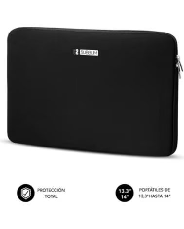 SUBBLIM Funda Business Laptop Sleeve Neoprene V2 para Portatiles hasta 15 6- Negra