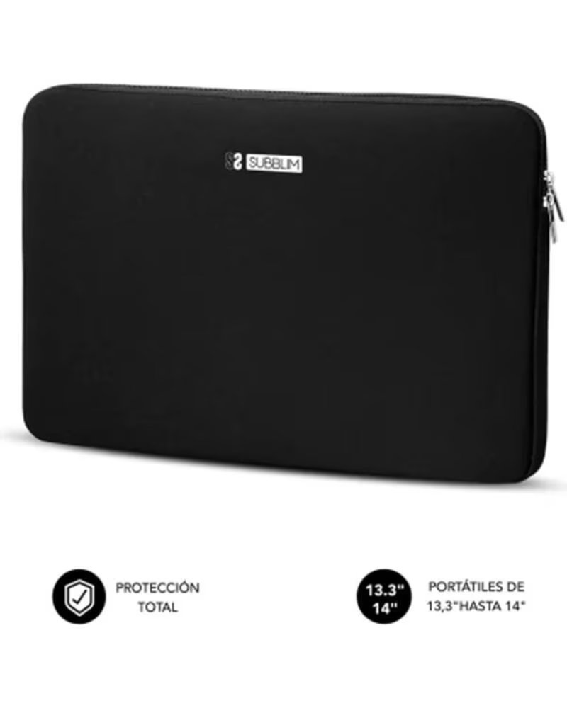 SUBBLIM Funda Business Laptop Sleeve Neoprene V2 para Portatiles hasta 15 6- Negra