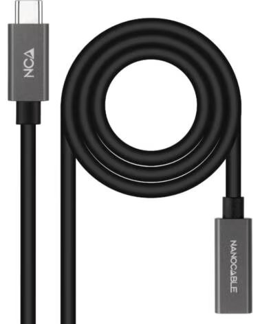 NANO CABLE Cable usb tipo c nanocable 0 5m - macho - hembra - negro