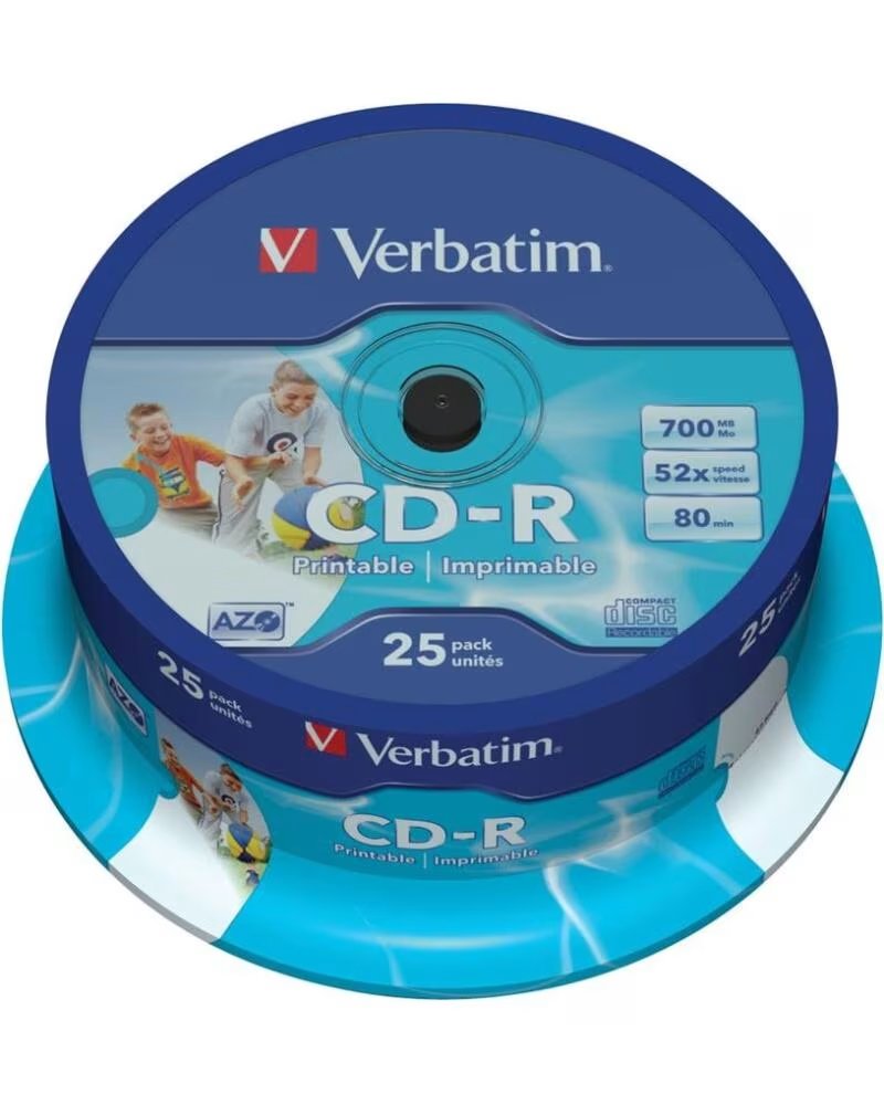 VERBATIM cd - r 700mb 52x tarrina 25 unidades printable
