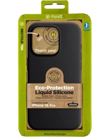 MUVIT Funda recycletek liquid silicone para apple iphone 16 pro max negra