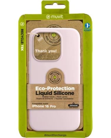 MUVIT Funda recycletek liquid silicone para apple iphone 16 pro rosa