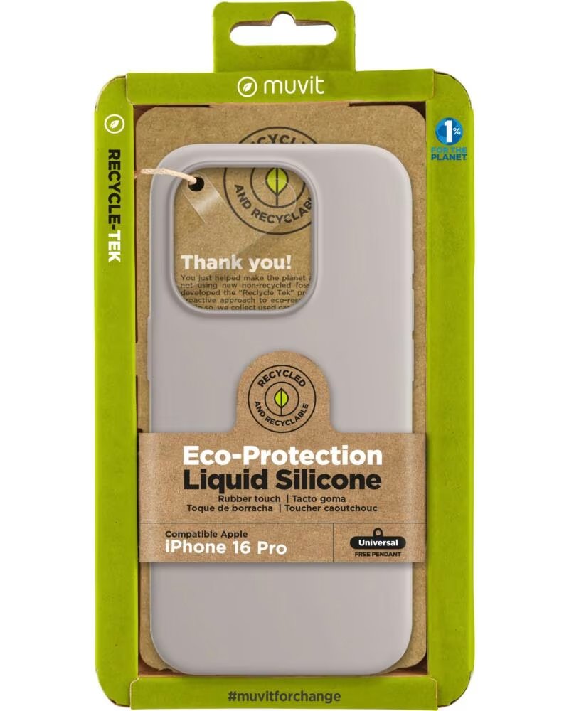 MUVIT Funda recycletek liquid silicone para apple iphone 16 pro nude