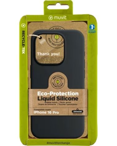 MUVIT Funda recycletek liquid silicone para apple iphone 16 pro negra