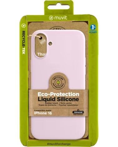 MUVIT Funda recycletek liquid silicone para apple iphone 16 rosa