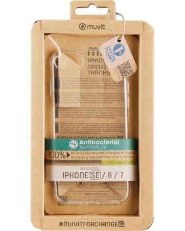 MUVIT Funda recycletek antibacteriana para apple iphone se - 8 - 7 transparente