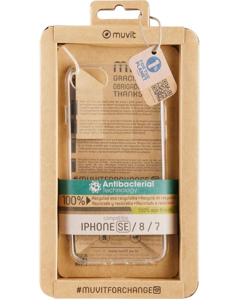 MUVIT Funda recycletek antibacteriana para apple iphone se - 8 - 7 transparente
