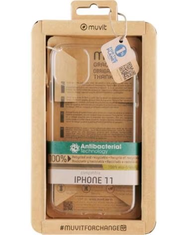 MUVIT Funda recycletek antibacteriana para apple iphone 11 transparente