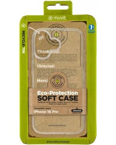 MUVIT Funda recycletek para apple iphone 16 transparente