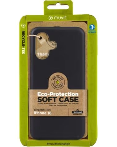 MUVIT Funda recycletek para apple iphone 16 negra