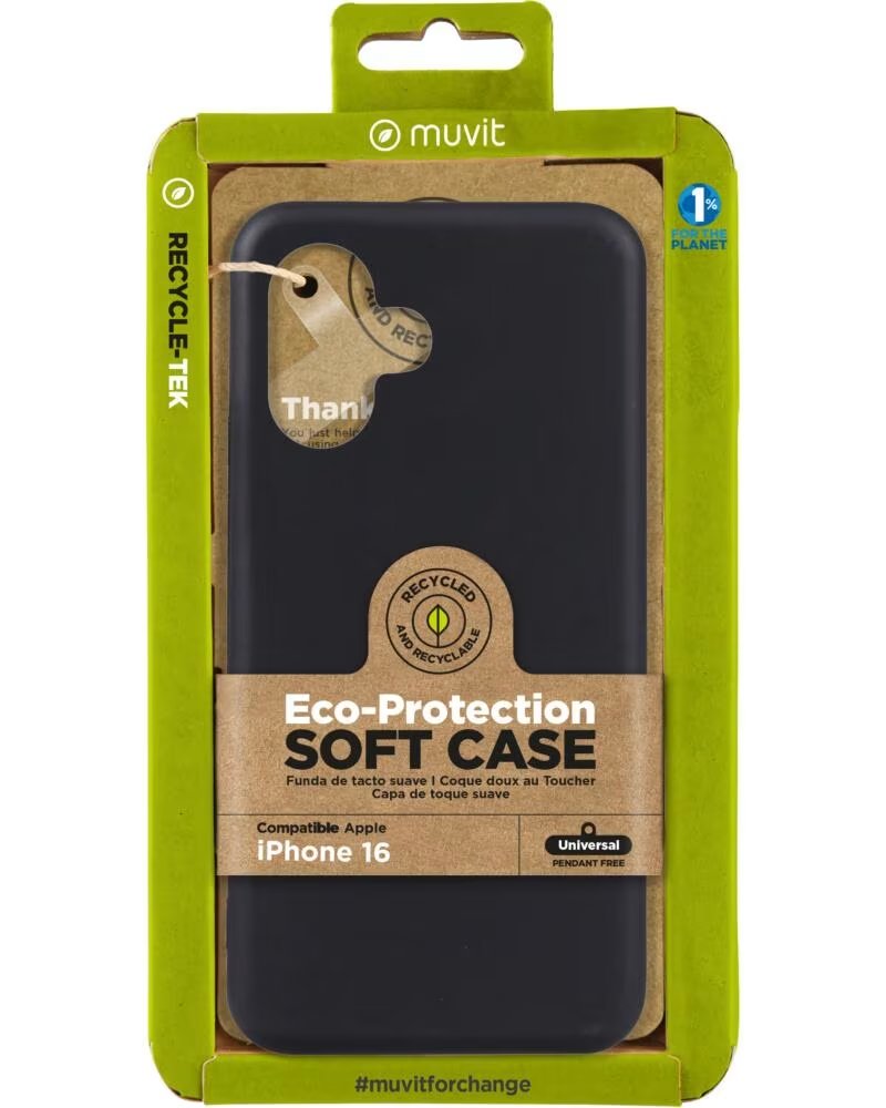 MUVIT Funda recycletek para apple iphone 16 negra