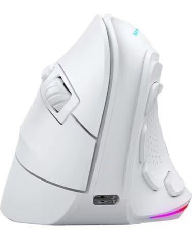 MARS GAMING Mouse raton ergonomico vertical rgb inalambrico tri - mode blanco