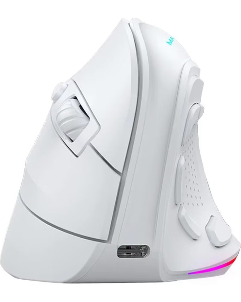 MARS GAMING Mouse raton ergonomico vertical rgb inalambrico tri - mode blanco