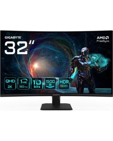 GIGABYTE Monitor curvo gaming gs32qca 31 5 pulgadas qhd 180hz