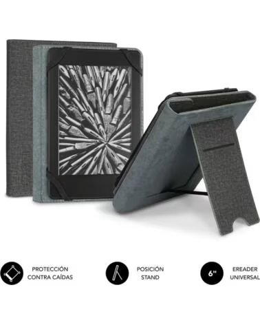 SUBBLIM Funda clever ebook case 6 pulgadas stand case gris