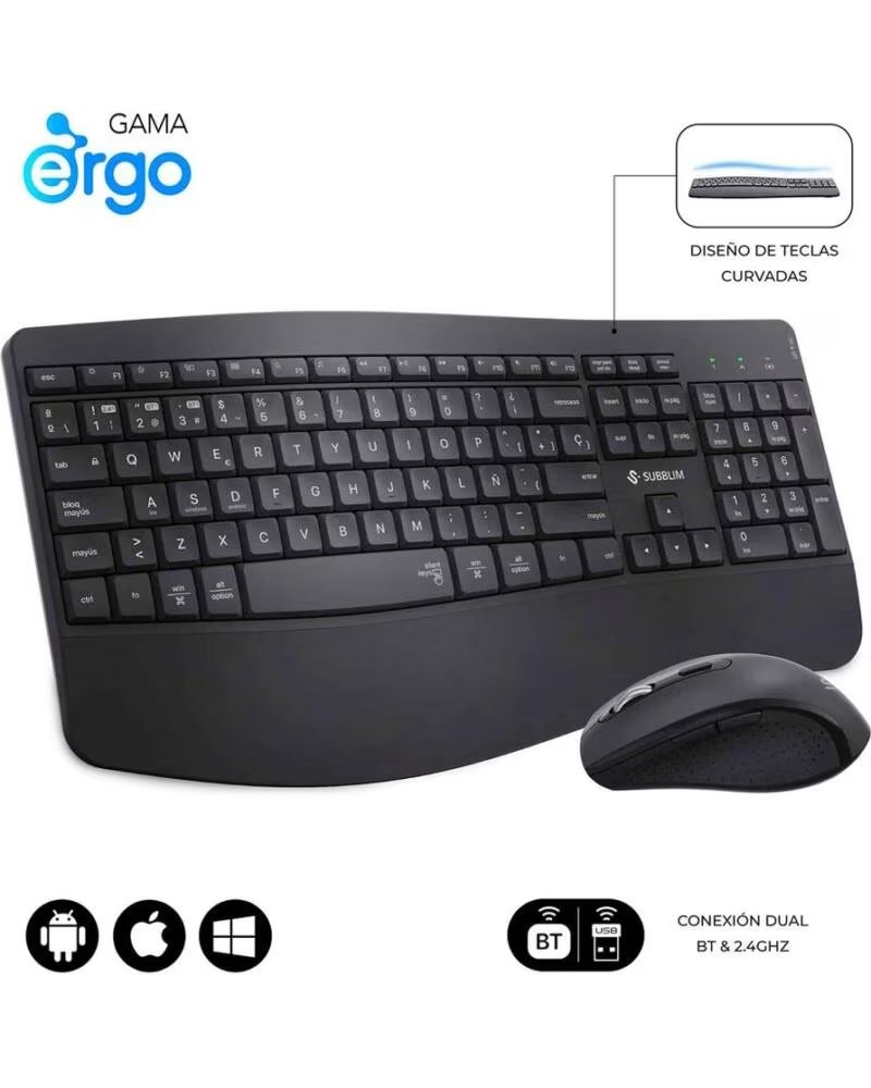 SUBBLIM Teclado raton combo dual office prowave negro