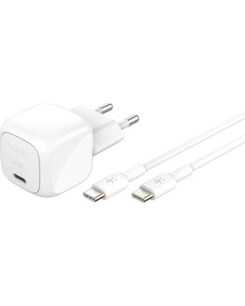 BELKIN Cargador de pared wca008kq1mwh - b6 30w usb tipo c cable usb tipo c blanco