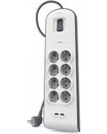 BELKIN Regleta alimentacion bsv804vf2m - v2 8 tomas con proteccion 2x usb tipo a interruptor color blanco