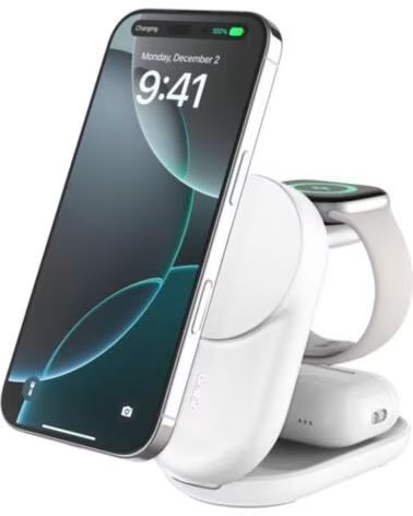 BELKIN Base de carga ultracharge blanco magnetico plegable qi2 25w movil reloj y auriculares blanco