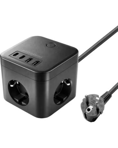 MARS GAMING Cargador de pared md - cube35 35w 3x schuko 2x usb tipo c 2x usb tipo a negro