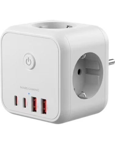 mars gaming Cargador de pared md - cube20w 20w 3x schuko 2x usb tipo c 2x usb tipo a blanco