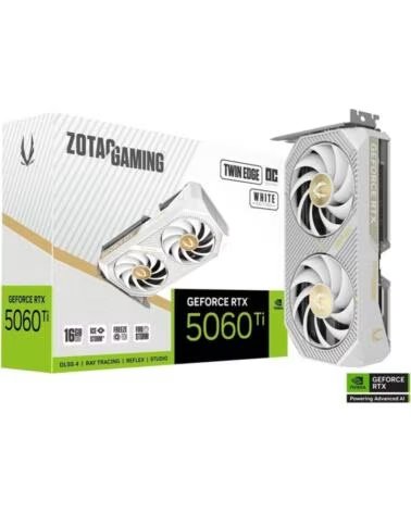 ZOTAC Tarjeta grafica gaming rtx 5060 ti twin edge oc white edition 16gb gddr7