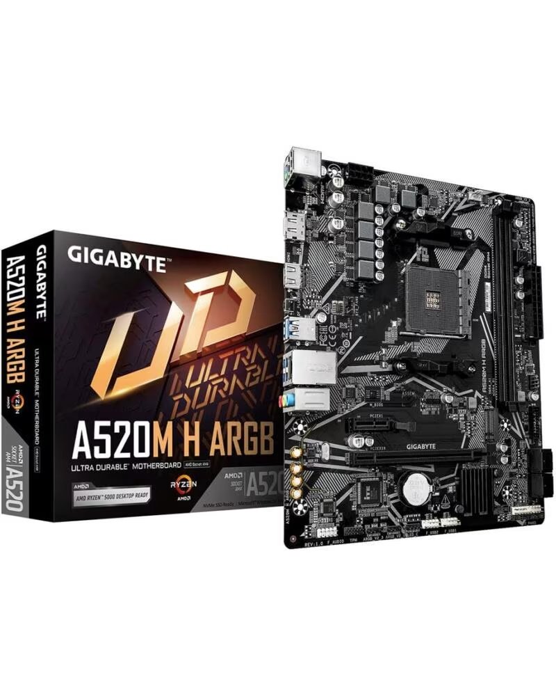 GIGABYTE Placa base a520m h argb am4 atx - 2x ddr4 - 4x sata3