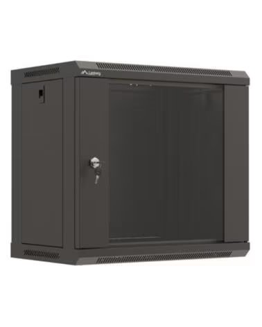 LANBERG Armario mural rack 19 pulgadas 9u 540x350 flat pack negro puerta cristal