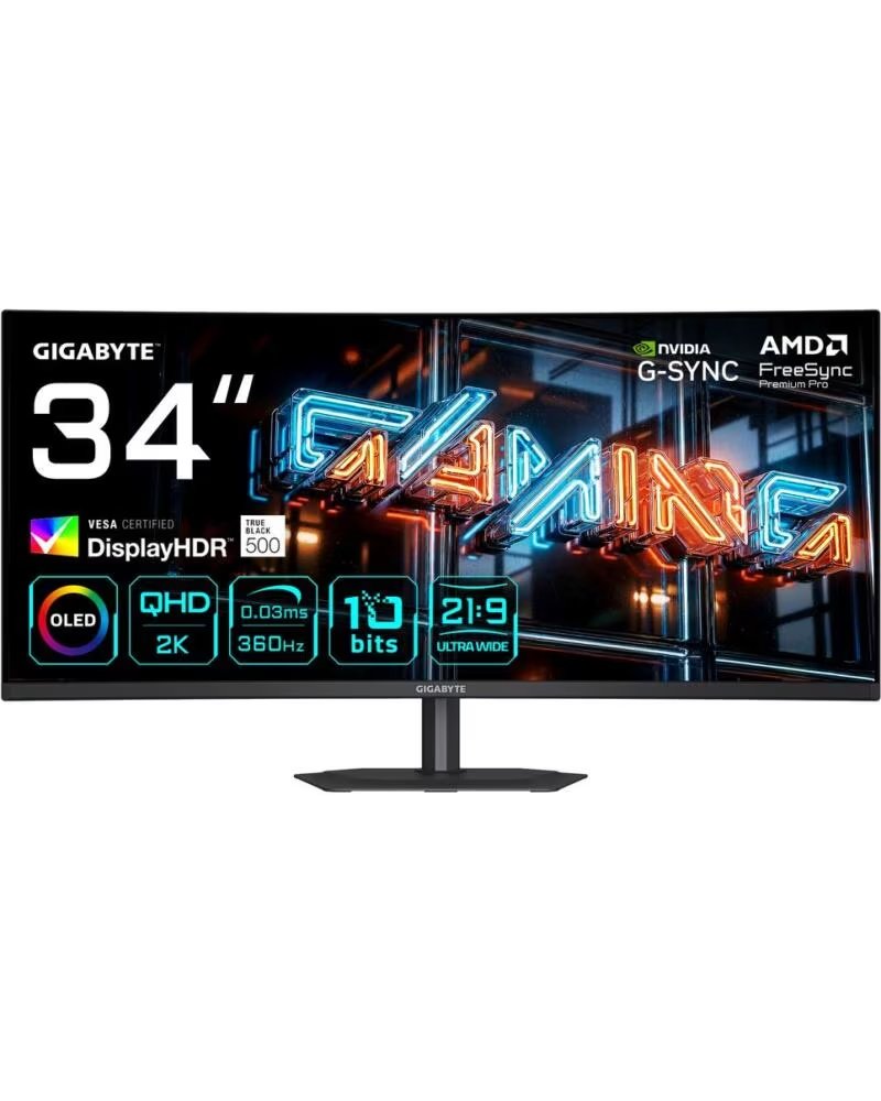 GIGABYTE Monitor curvo gaming mo34wqc36 34 pulgadas wqhd 360hz