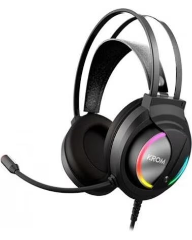 KROM Auriculares Gaming con Microfono Kappa- Jack 3 5- USB 2 0- Negros
