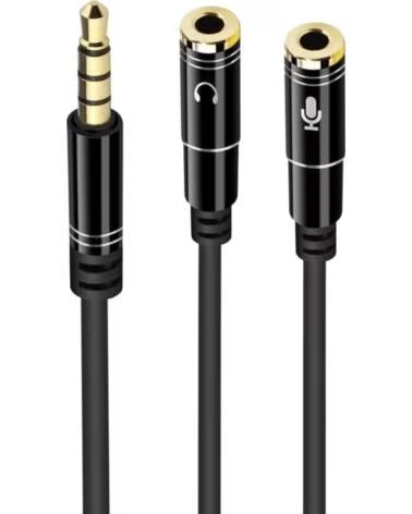 EWENT Cable adaptador de audio jack 3 5mm macho a jack 3 5mm hembra x2 negro 0 30m