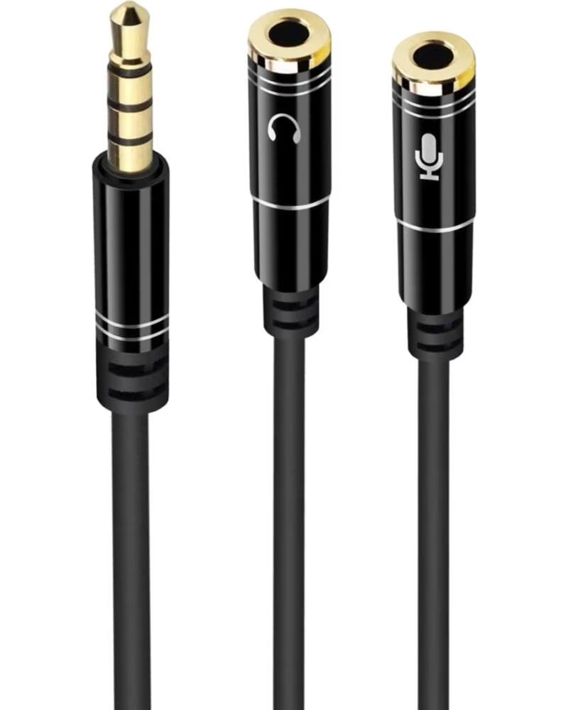 EWENT Cable adaptador de audio jack 3 5mm macho a jack 3 5mm hembra x2 negro 0 30m