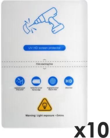 QCHARX INTERNATIONAL Laminas de fijacion qcharx hidrogel hd hibrida mediante ultravioleta uv pack 10 ud para qx1