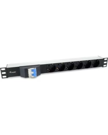 EQUIP Regleta rack 19 pulgadas 1u 6 tomas shucko con cable magnetotermico 1 8m