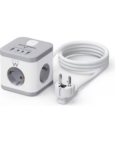 EWENT Regleta sobremesa ew3863 3x schuko - 2x usb tipo a - 2x usb tipo b