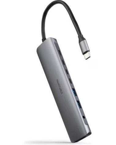 NANO CABLE Docking Tipo-C Nanocable 10 16 4608- 2xUSB- 3xUSB Tipo-C- 1xHDMI 4K- 1xJack 3 5- 1xUSB Tipo-C PD- Gris