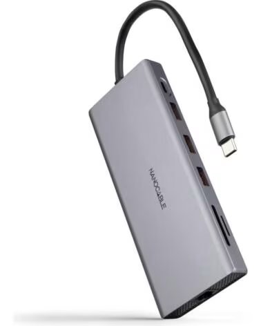 NANO CABLE Docking Tipo-C Nanocable 10 16 4612- 3xUSB- 1xUSB Tipo-C- 2xHDMI 4K- 1xDisplayPort- 1xRJ45- 1xLector tarjetas- 1xJack