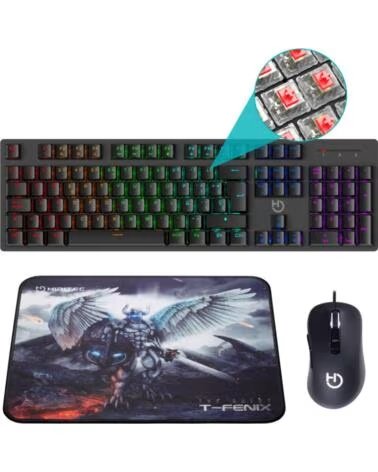 HIDITEC Pack teclado gaming gk400raton blitz alfombrilla t - fenix m